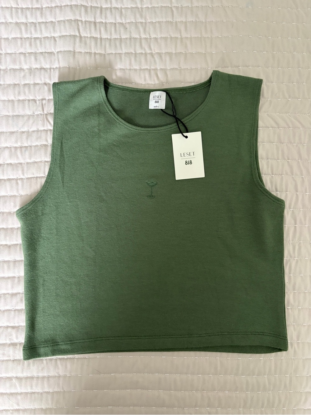 LESET x 818 Tequila Olive Green Sleeveless Crop Tank